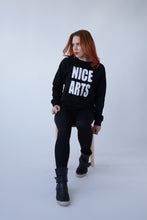Load image into Gallery viewer, NICE ARTS unisex crewneck Made to Order - White on Black