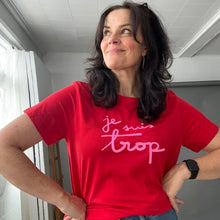 Load image into Gallery viewer, JE SUIS TROP preorder - RED w PINK GLITTER