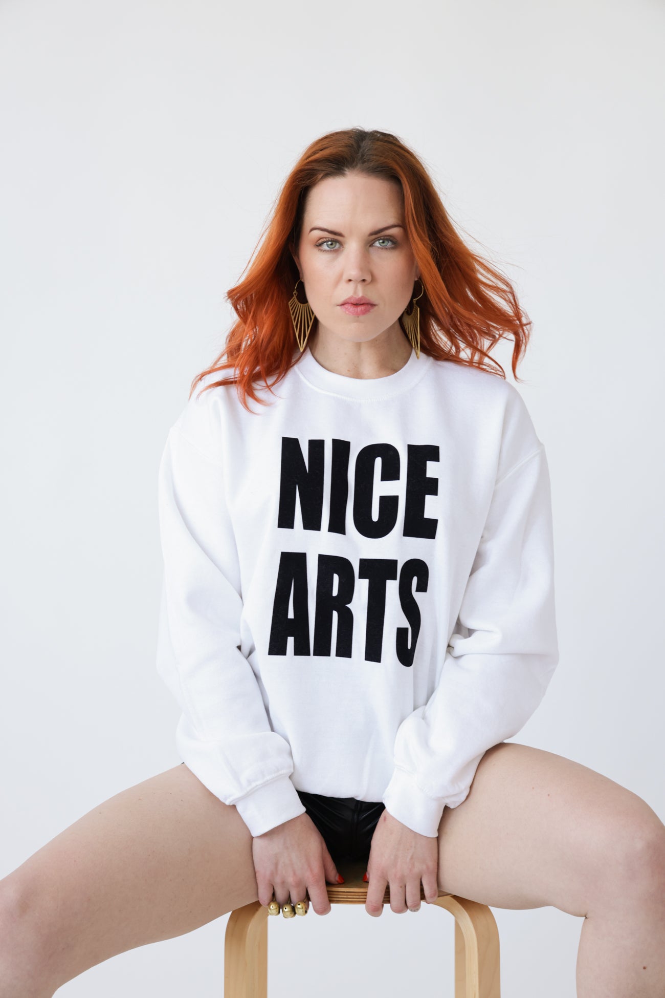 NICE ARTS unisex crewneck Black on White amandabilling