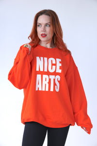 NICE ARTS unisex crewneck - White Dots on Orange XL