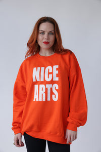 NICE ARTS unisex crewneck - White Dots on Orange XL