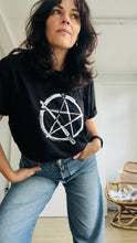 Load image into Gallery viewer, Paintagram - Women’s black tee w white print
