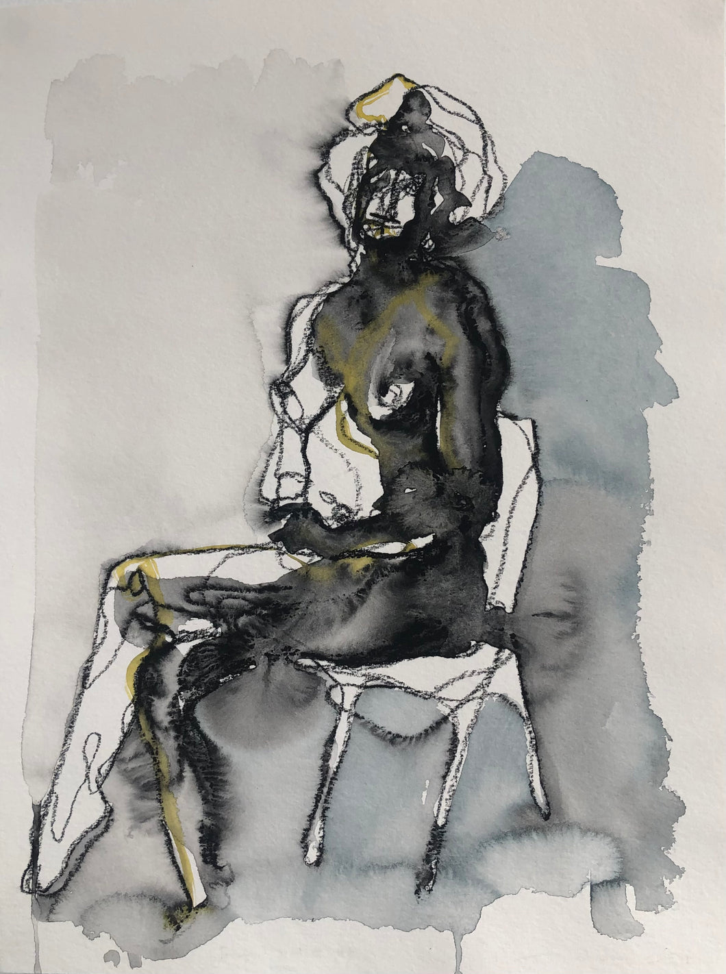 Drawn 6 (2022) charcoal and watercolour on paper
