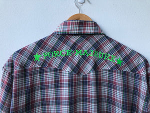 FM WESTERN - Vintage Youngbloods Westernwear Shirt w Neon Green embroidery